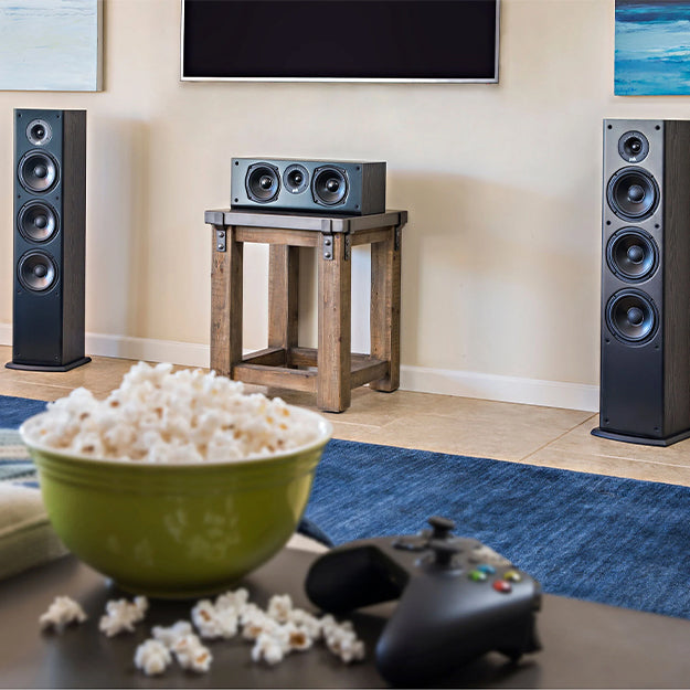 Polk T50 5.0 System Bundle With Denon AVRX580BT Network AV Receiver - Black